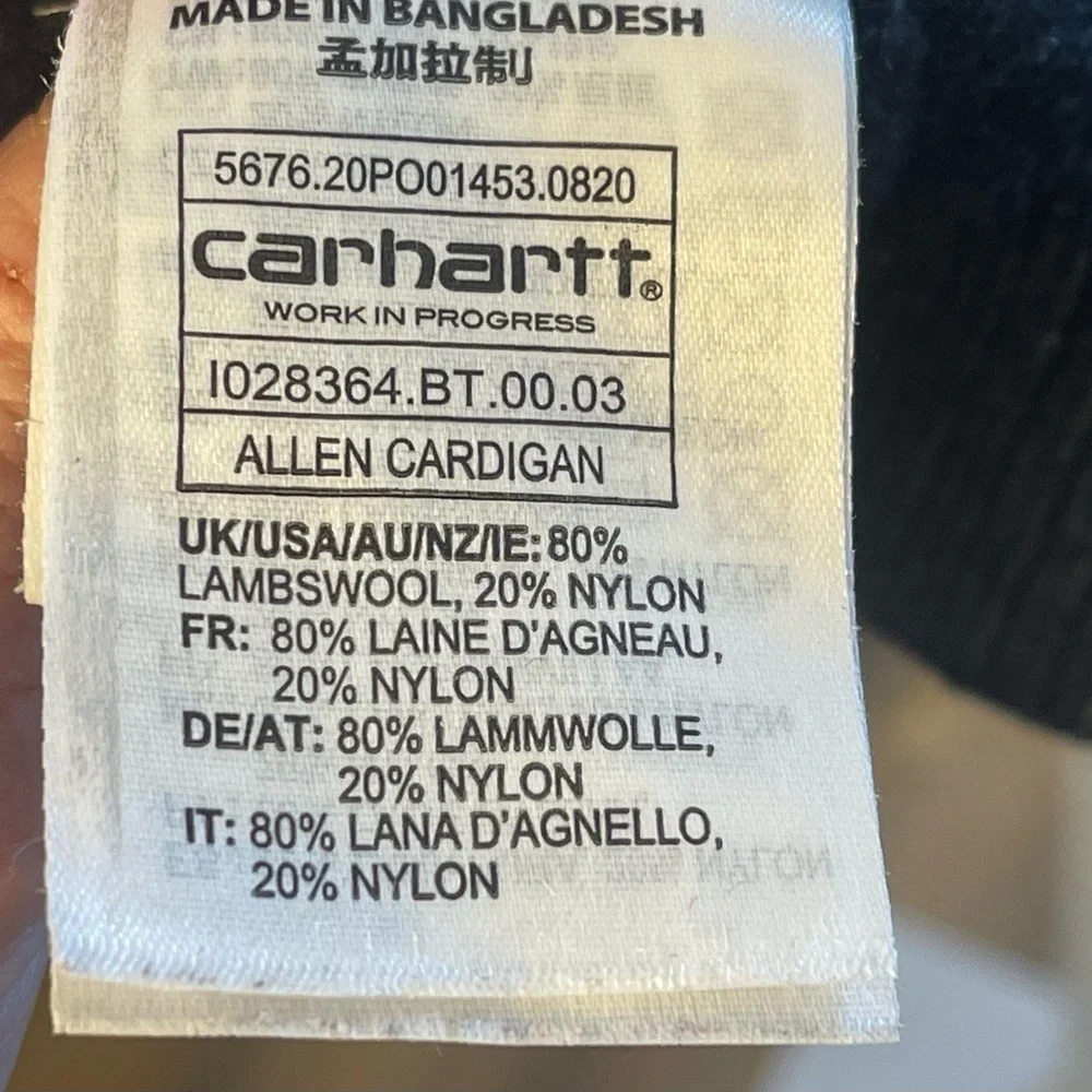 Carhartt WIP Allen Gray Cardigan, Lamb’s Wool Blend, Casual, Preppy, Academic S - Picture 13 of 13